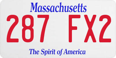 MA license plate 287FX2