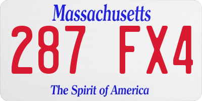 MA license plate 287FX4
