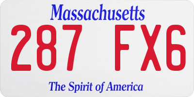 MA license plate 287FX6