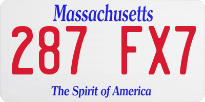 MA license plate 287FX7