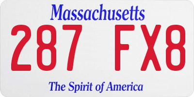 MA license plate 287FX8