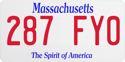 MA license plate 287FY0