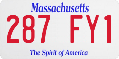 MA license plate 287FY1