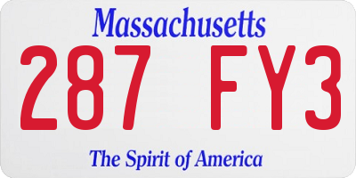 MA license plate 287FY3