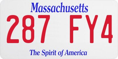 MA license plate 287FY4