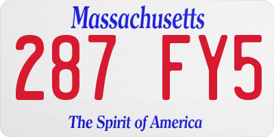 MA license plate 287FY5