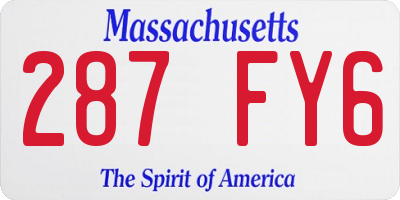 MA license plate 287FY6