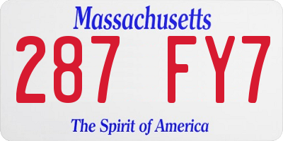 MA license plate 287FY7