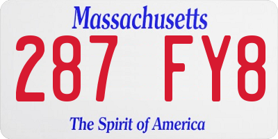 MA license plate 287FY8