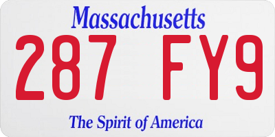 MA license plate 287FY9