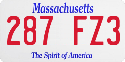 MA license plate 287FZ3