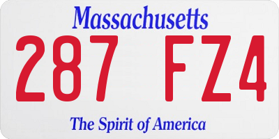 MA license plate 287FZ4