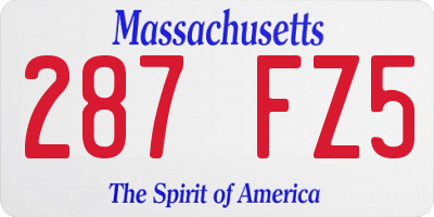 MA license plate 287FZ5