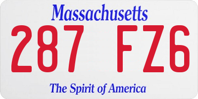 MA license plate 287FZ6