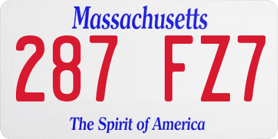 MA license plate 287FZ7