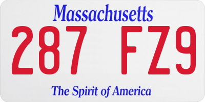 MA license plate 287FZ9