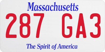 MA license plate 287GA3