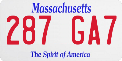 MA license plate 287GA7