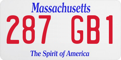 MA license plate 287GB1