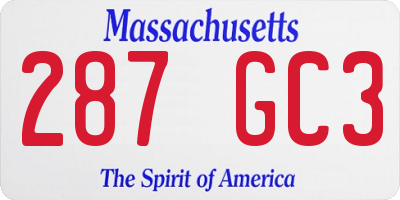 MA license plate 287GC3