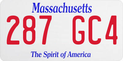MA license plate 287GC4