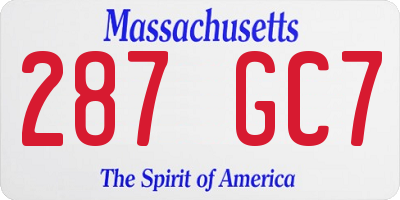 MA license plate 287GC7
