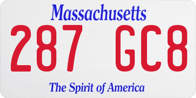 MA license plate 287GC8
