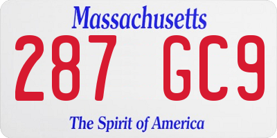 MA license plate 287GC9