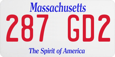 MA license plate 287GD2