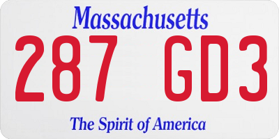 MA license plate 287GD3