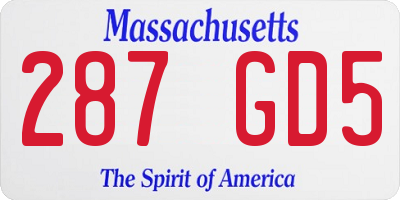 MA license plate 287GD5