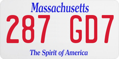 MA license plate 287GD7