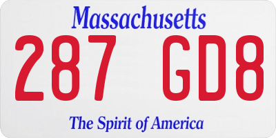 MA license plate 287GD8