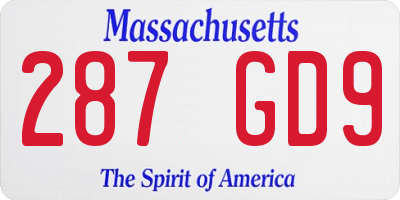 MA license plate 287GD9