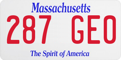 MA license plate 287GE0
