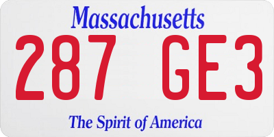 MA license plate 287GE3