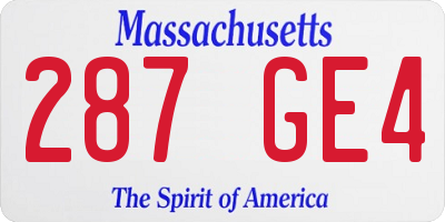 MA license plate 287GE4