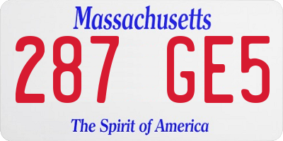 MA license plate 287GE5