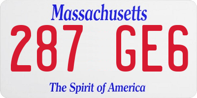MA license plate 287GE6