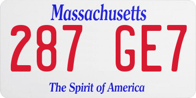 MA license plate 287GE7