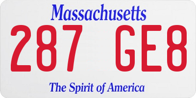 MA license plate 287GE8