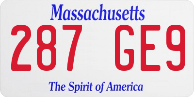 MA license plate 287GE9