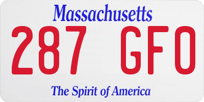 MA license plate 287GF0