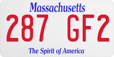 MA license plate 287GF2