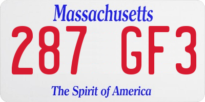 MA license plate 287GF3