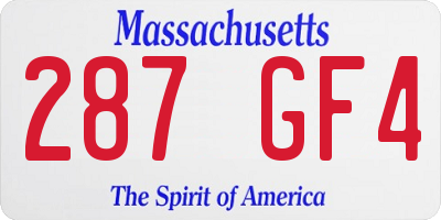MA license plate 287GF4