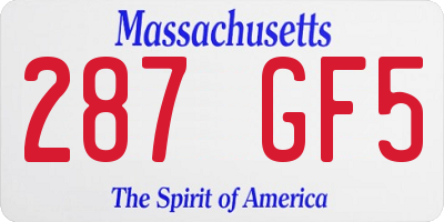 MA license plate 287GF5