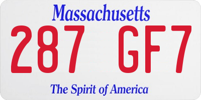 MA license plate 287GF7
