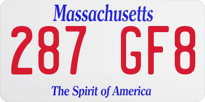 MA license plate 287GF8