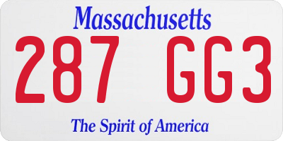 MA license plate 287GG3